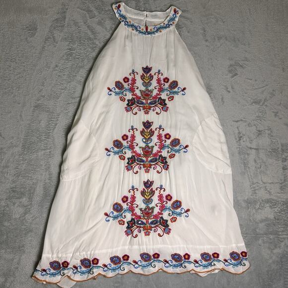 Lula Soul Embroidered Halter Mini Dress Womens Medium Boho Elegant Feminine - Picture 7 of 11